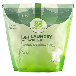 Comprar grabgreen 3 in 1 laundry detergent pods, vetiver -- 132 pods preço no brasil laundry laundry detergent natural home suplementos em oferta suplemento importado loja 31 online promoção -