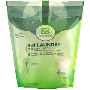 GrabGreen Cápsulas Detergente Roupa 3 em 1 Vetiver - 60 Cápsulas