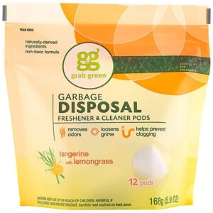 GrabGreen Freshener e Limpador para Triturador de Lixo Cítrico e Capim-Limão - 12 Cápsulas