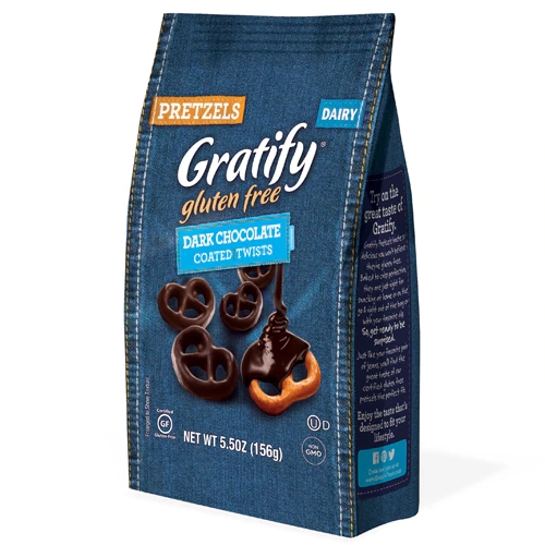 Gratify Gluten Free Pretzel Twists Cobertos com Chocolate Amargo - 156g