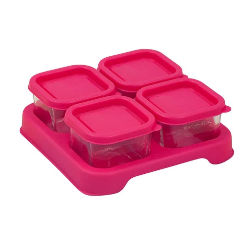 Green Sprouts Cubos de Vidro para Comida de Bebê Rosa 113g - Kit com 4 Unidades