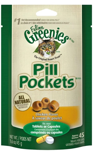 Greenies Feline Pill Pockets Petisco para Gatos Sabor Frango 45g
