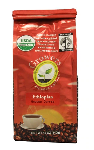 Growers Alliance Coffee Organic Ground Coffee Ethiopian -- 12 oz