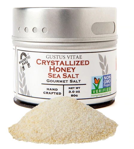 Gustus Vitae Gourmet Salt In Magnetic Tin Crystallized Honey -- 3 oz