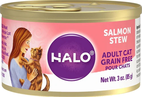 Halo Purely For Pets Ração Úmida para Gatos Adultos Salmão sem Grãos - 12 Unidades de 85g Cada