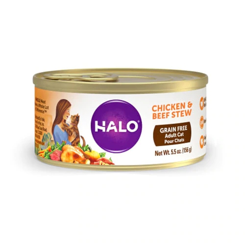 Ração Halo Purely For Pets Grain Free Adulto Frango e Carne - 156g (Pack com 12)