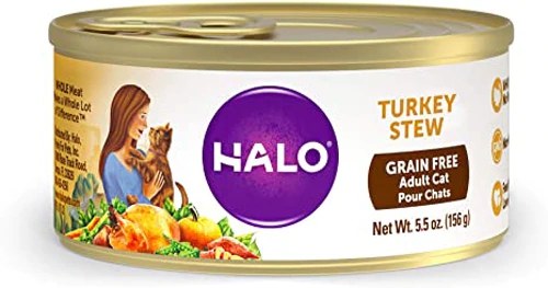 Ração Halo Purely For Pets Grain Free Peru para Gatos Adultos - 12 Latas de 156g Cada