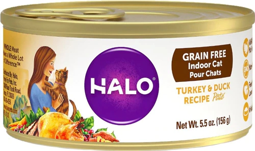 Ração Úmida Halo Purely For Pets Grain Free Peru e Pato para Gatos Indoor - 156g (Pack com 12)