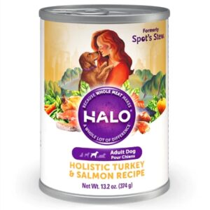 Ração Úmida Halo Holistic Peru e Salmão para Cães Adultos - 6 Latas de 374g cada