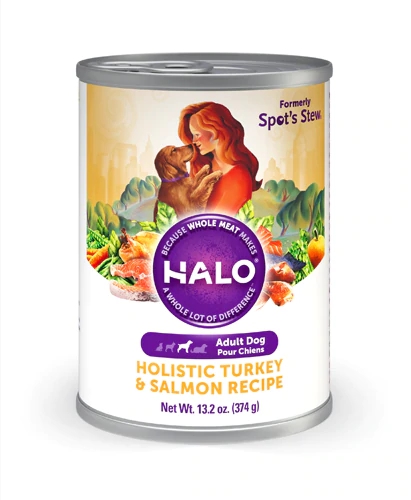 Ração Úmida Halo Holistic Peru e Salmão para Cães Adultos - 6 Latas de 374g cada