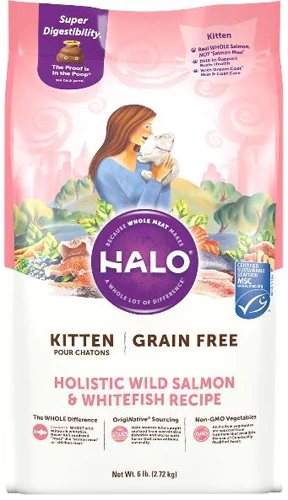 Ração Seca Halo Holistic Grain Free para Filhotes de Gato - Salmão Selvagem e Peixe Branco - 2.72 kg