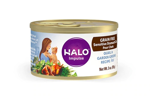 Ração Halo Purely For Pets Impulso Sem Grãos Estômago Sensível Codorna e Vegetais - 12 latas de 156g cada