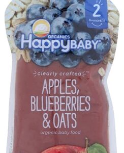 Happy Baby Clearly Crafted Stage 2 Organic Baby Food Apples Blueberries & Oats -- 4 oz