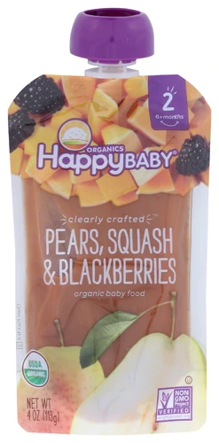 Happy Baby Comida Orgânica Pura Maçã, Abóbora e Amoras para Bebês - 113g