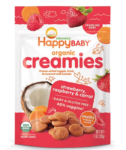 Happy Baby Coconut Creamies Orgânicos Morango Framboesa e Cenoura - 28g