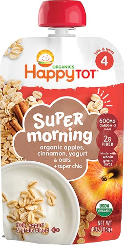 Happy Baby Happytot® Super Morning Maçã Canela Iogurte e Aveia Orgânico Alimento Infantil 113g