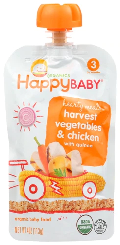 Happy Baby Comida Orgânica para Bebês - Fase 3, Legumes da Colheita e Frango com Quinoa - 113g