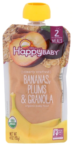 Alimento Infantil Orgânico Happy Baby - Banana, Ameixa e Granola (113g)
