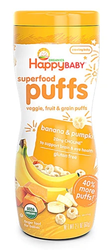 Happy Baby Superfood Puffs Orgânicos - Banana e Abóbora 60g