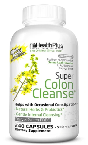 Health Plus Super Colon Cleanse® 530mg - 240 Cápsulas: Limpeza Intestinal Profunda