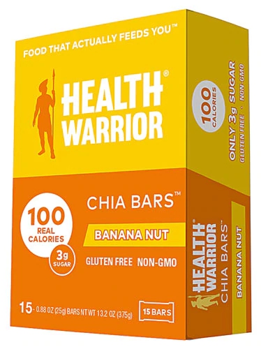 Health Warrior Chia Bars Sem Glúten Vegano Banana e Nozes - Caixa com 15 Barras (Aprox. 450g)