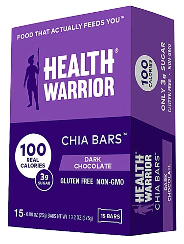 Health Warrior Chia Bars Vegano Chocolate Amargo Sem Glúten - 15 Barras (Aprox. 450g)