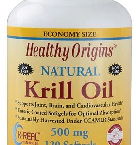 Healthy Origins Natural Krill Oil 500mg - 120 Cápsulas Softgels | Ômega 3 Puro