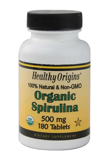 Healthy Origins Organic Spirulina 500mg - 180 Tabletes Orgânicos Naturais