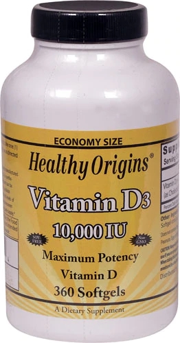 Healthy Origins Vitamina D3 10000 UI - 360 Softgels - Imunidade e Ossos Fortes