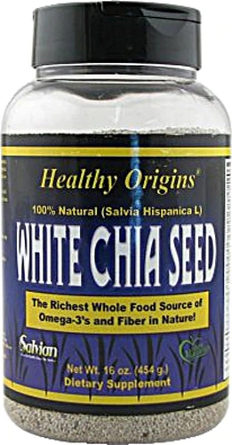 Sementes de Chia Branca Healthy Origins - 454g - Superalimento Rico em Ômega 3 e Fibras
