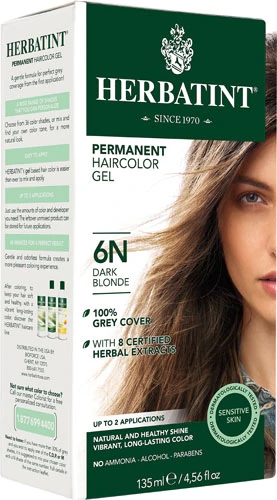 Tintura de Cabelo Permanente Herbatint 6N Loiro Escuro 133ml - Cor Natural e Saudável