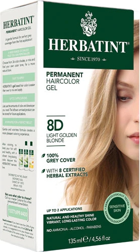 Herbatint Gel Colorante Permanente 8D Loiro Dourado Claro - 135ml