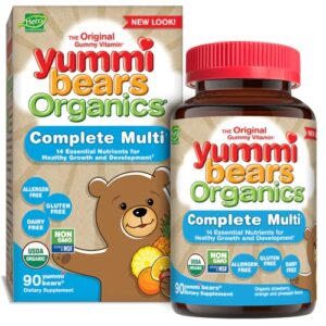 Hero Nutritionals Yummi Bears Organics® Multivitamínico Completo 90 Gomas Sabor Natural de Frutas