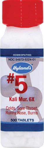 Hyland's No.5 Kali Mur 6x - Cloreto de Potássio Homeopático - 500 Comprimidos