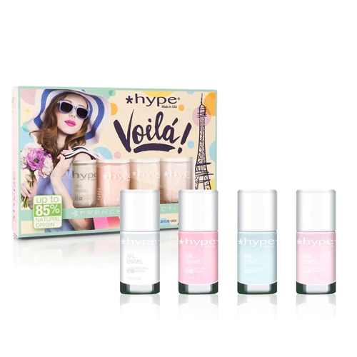 Coleção de Esmaltes Hype Voila! Secagem Rápida - Kit 4 Cores (60ml Total)