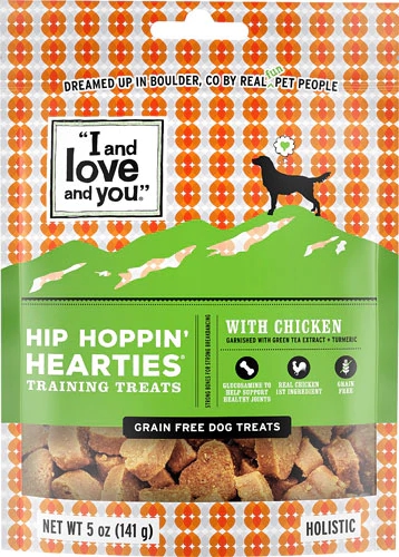 I and Love and You Hip Hoppin' Hearties Frango - 142g: Petisco Saudável para Cães