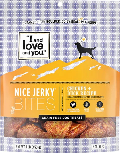 Petisco I and Love and You Nice Jerky Bites Frango e Pato 454g