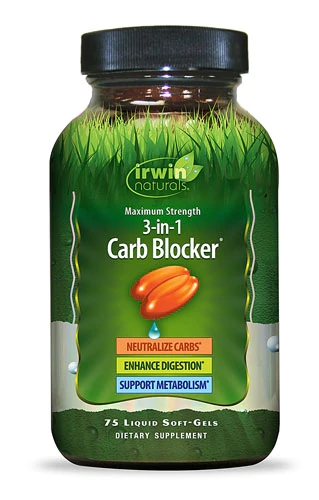 Irwin Naturals 3-in-1 Carb Blocker Máxima Potência - 75 Cápsulas Gelatinosas Líquidas