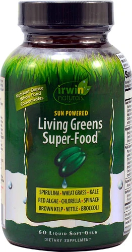 Irwin Naturals Sun Powered Living Greens Super-Food 60 Cápsulas Líquidas - Nutrição Completa