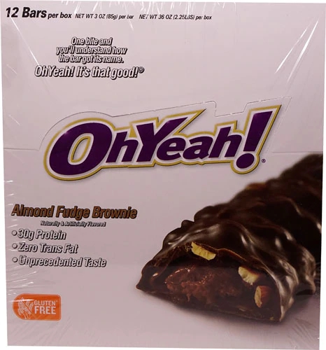 Barra de Proteína ISS Research OhYeah! Almond Fudge Brownie - Caixa com 12 Unidades (Aprox. 78g cada)