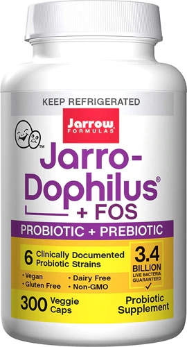Jarro-Dophilus Plus FOS Jarrow Formulas 3.4 Bilhões de UFC 300 Cápsulas Veganas