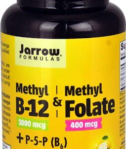 Jarrow Formulas Metil B12 e Metil Folato com P-5-P B6 Sabor Limão - 100 Pastilhas