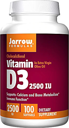 Jarrow Formulas Vitamina D3 2500 UI - 100 Cápsulas Gelatinosas para Saúde Óssea e Imunidade