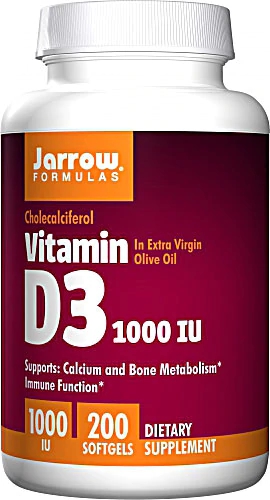 Jarrow Formulas Vitamina D3 1000 UI - 200 Cápsulas Gelatinosas para Imunidade e Saúde Óssea