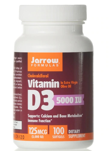 Jarrow Formulas Vitamina D3 5000 UI - 100 Cápsulas Gelatinosas para Imunidade e Saúde Óssea