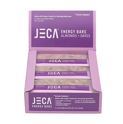 Barras de Cereal Jeca Energy Amêndoas e Tâmaras - Caixa com 12 Unidades (Aprox. 480g)