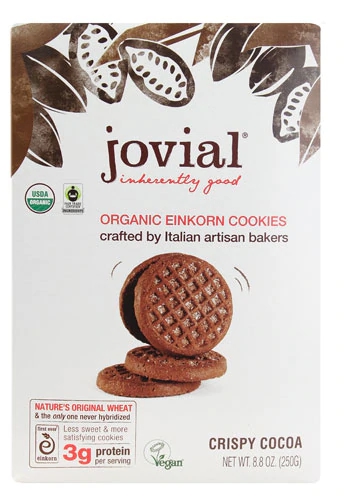 Biscoitos Jovial Organic Einkorn Cacau Crocante 250g - Sabor e Saúde em Cada Mordida