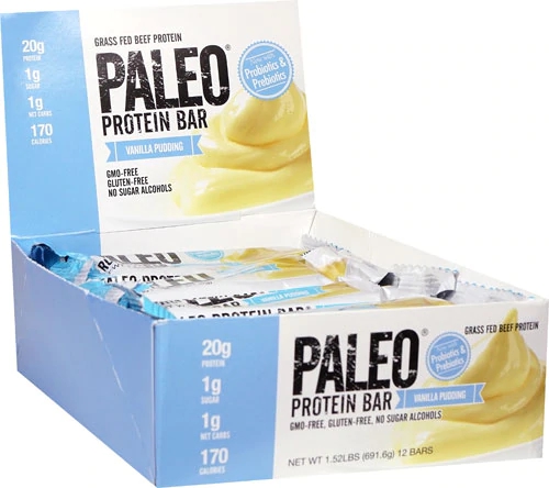 Julian Bakery Grass Fed Beef Paleo® Protein Bar Vanilla Pudding -- 12 Bars