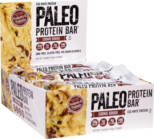 Julian Bakery Paleo® Barra de Proteína de Clara de Ovo Sabor Cookie Dough - 12 Barras (Aprox. 60g cada)