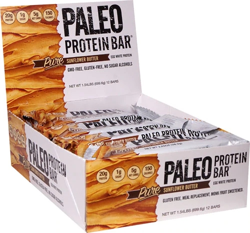 Julian Bakery Barra de Proteína Paleo de Clara de Ovo com Pasta de Girassol Integral - 12 Barras (Aprox. 50g cada)